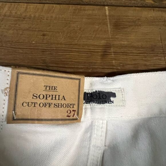Polo by Ralph Lauren White Jean Shorts with Frayed Hem - Picture 2 of 4